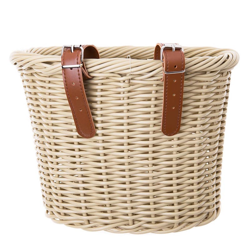 ZUKKA Bike Basket Woven Bike Basket for Adult Bikes Front/Kids Bike Handlebar with Adjustable Leather Straps Waterproof Storage Bicycle Basket, Multi-Colors - Image 1